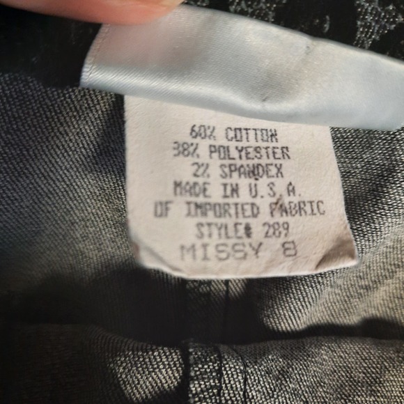 VINTAGE MATCH WOMEN'S SZ 8 GRAY- BLACK FLORAL‎ FLARE SIDE ZIP PANTS - Picture 9 of 9